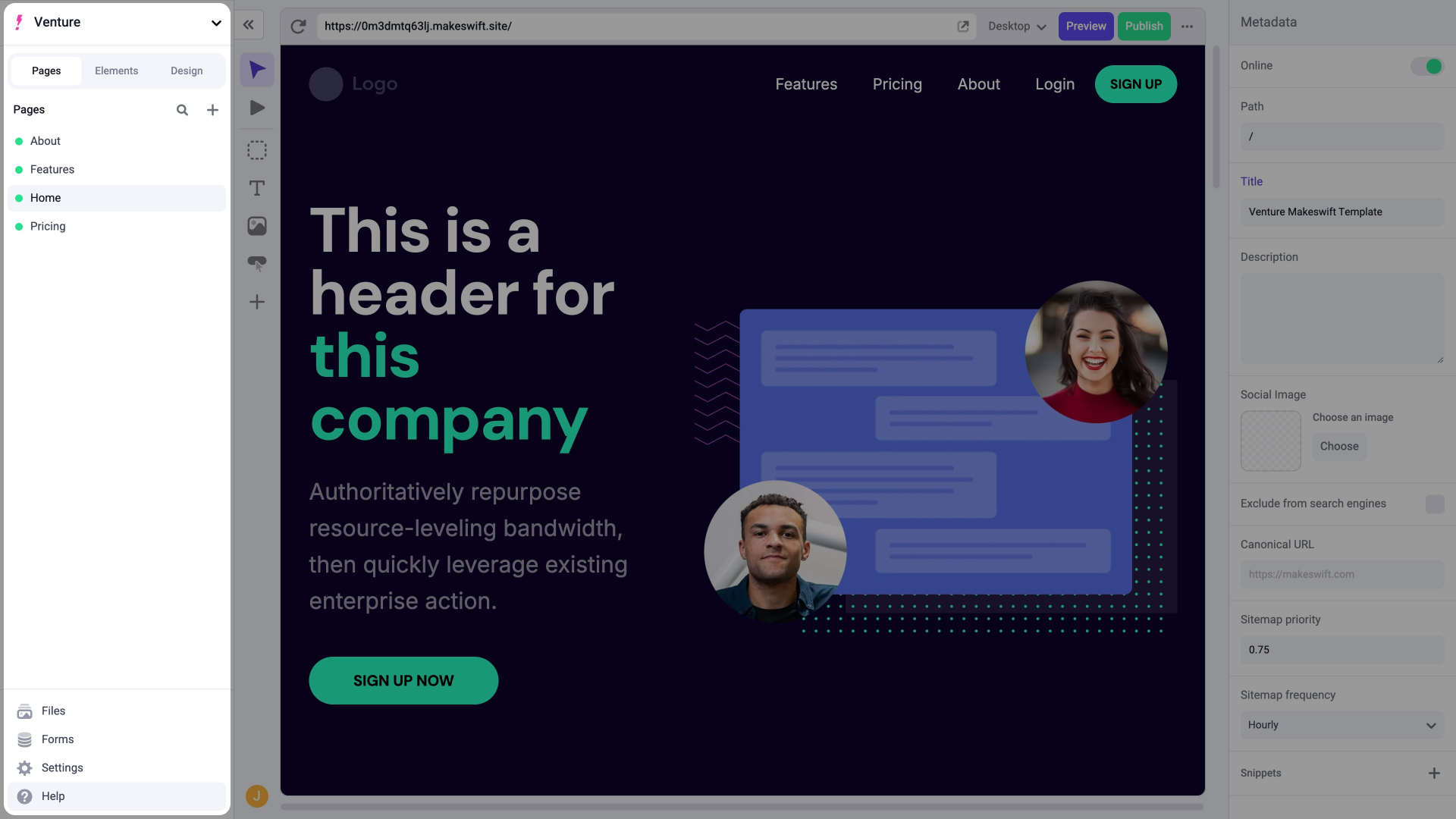 Makeswift builder Site Sidebar