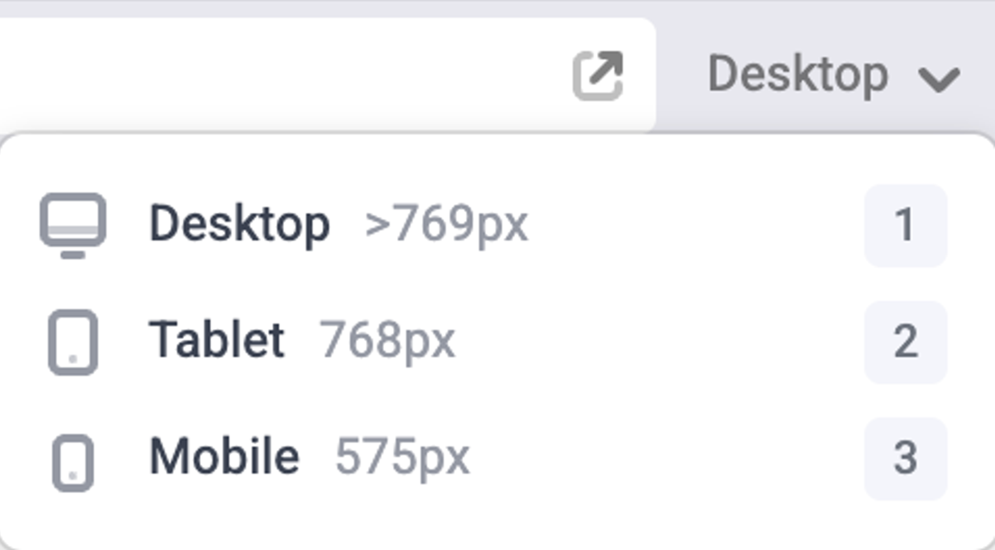 Default device sizes