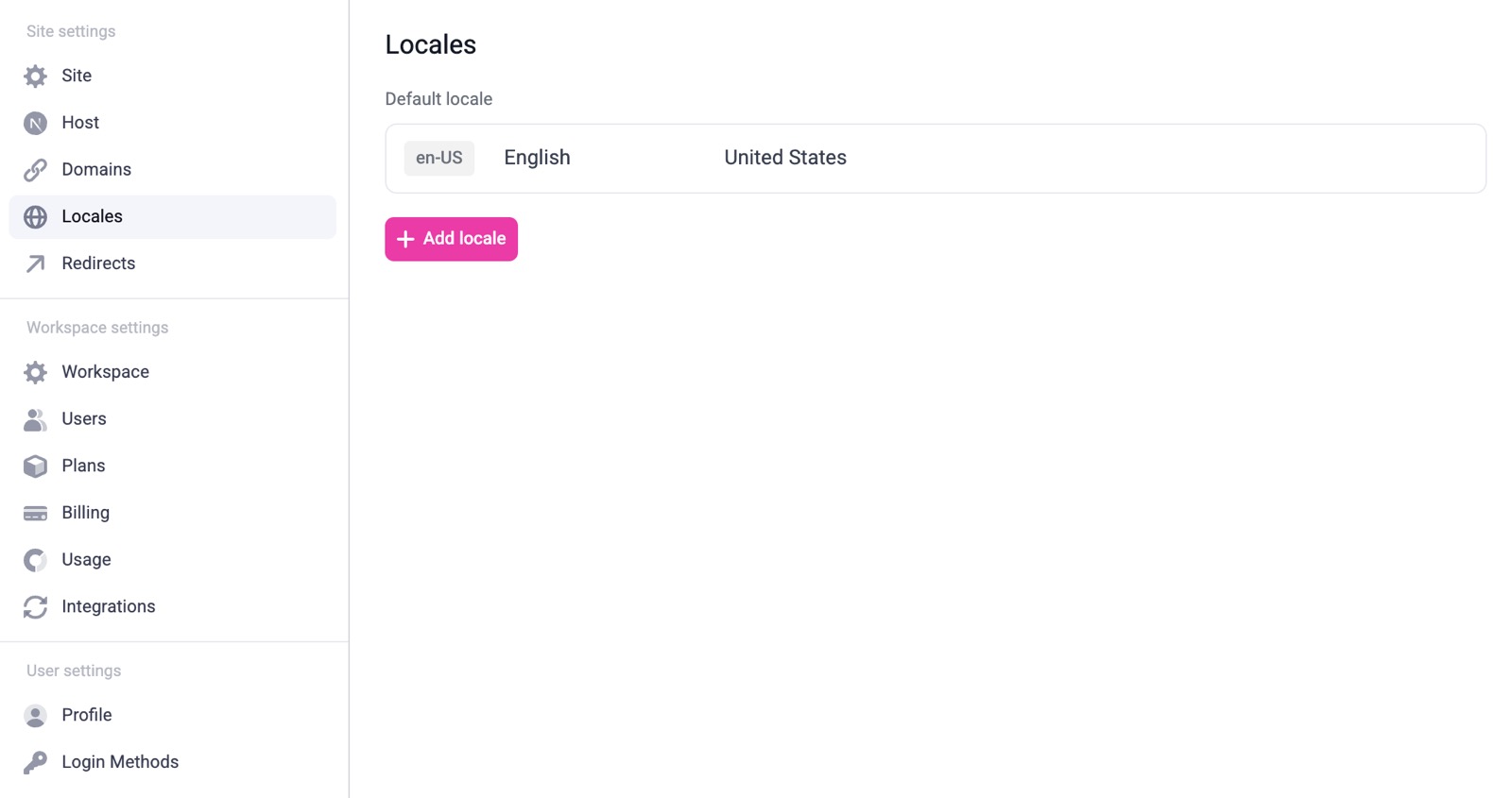 Makeswift dashboard showing the root settings page for
Locales