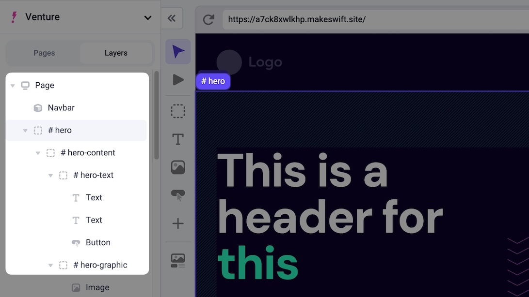 Component label showed in
breadcrumbs